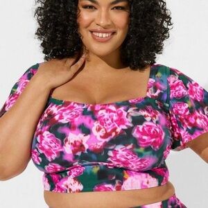 Torrid Flutter Sleeve Floral Swimtop